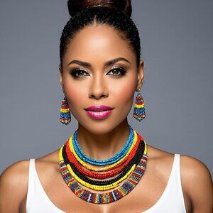 Multicolored Multi-necklace Jewelry Set, Colorful Jewelry, Colorful Jewelry Set